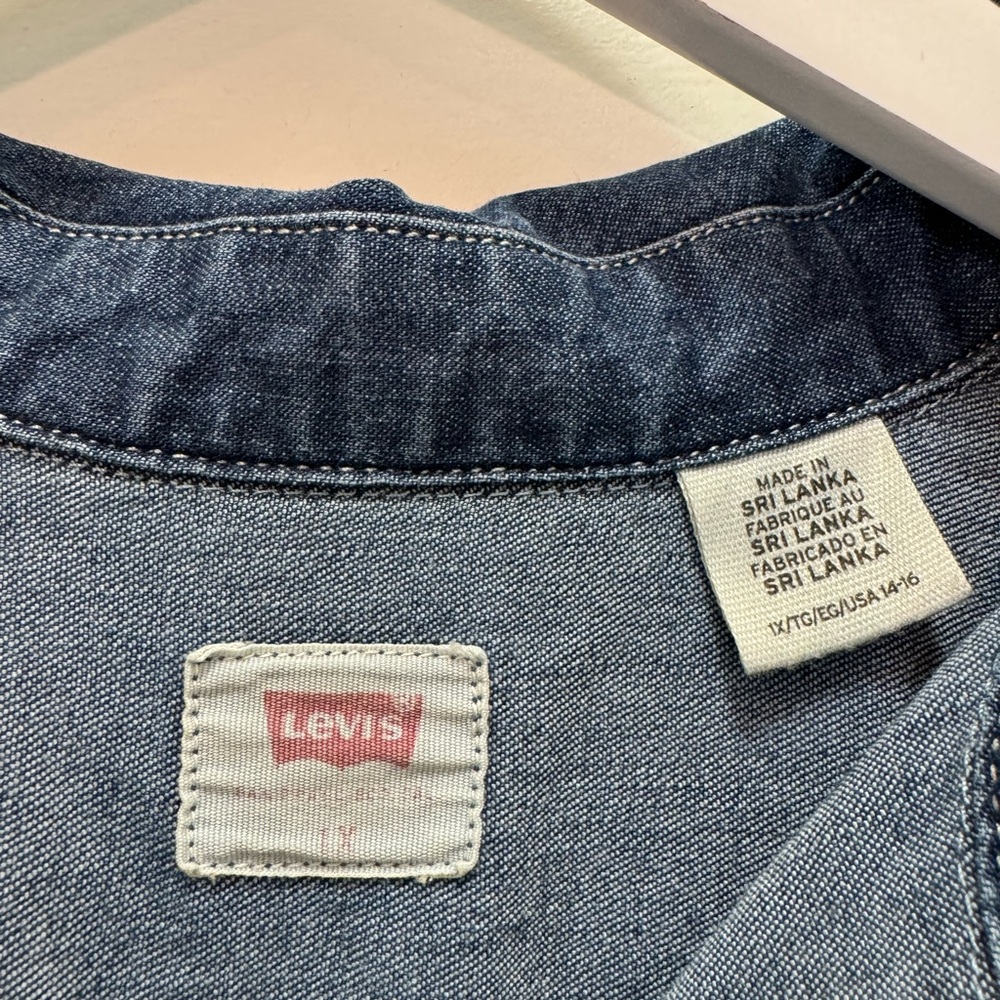 Levis Blue Buttons Denim Jeans Top Ellie Long Dress Western - Picture 4 of 10